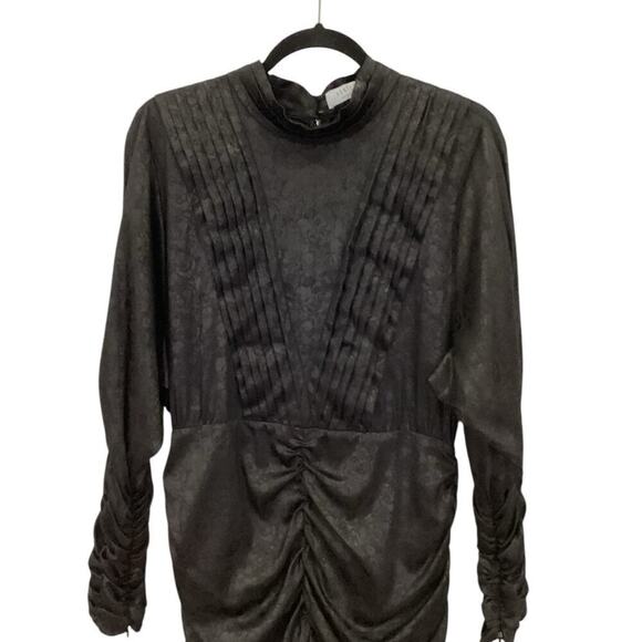 Hunter Bell Ariana Ruched Dress In Onyx Black Jacquard Size 12 - Picture 7 of 16